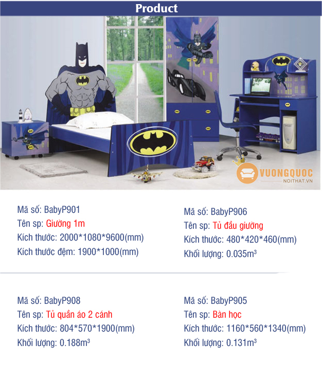Bàn học cao cấp cho bé hình Batman BABY P901 