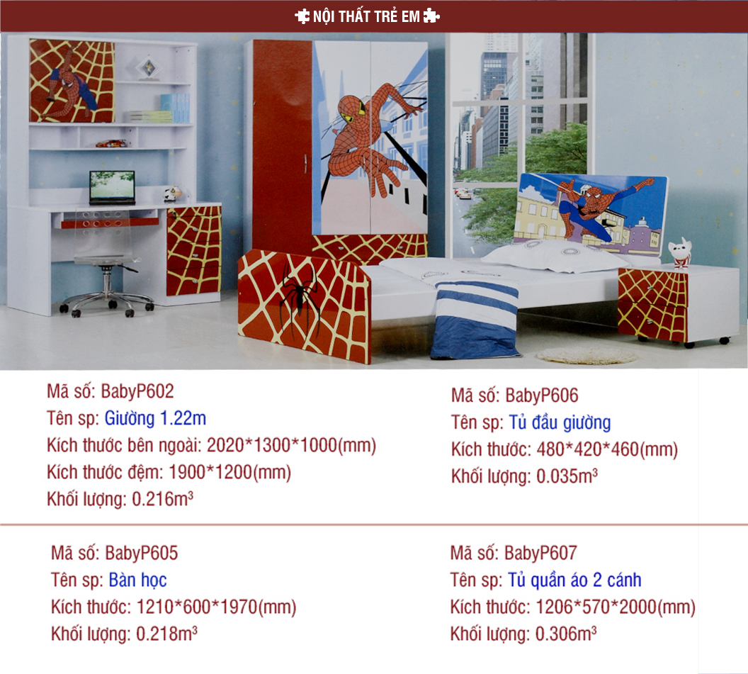 Bàn học cao cấp cho bé người nhện BABY P602