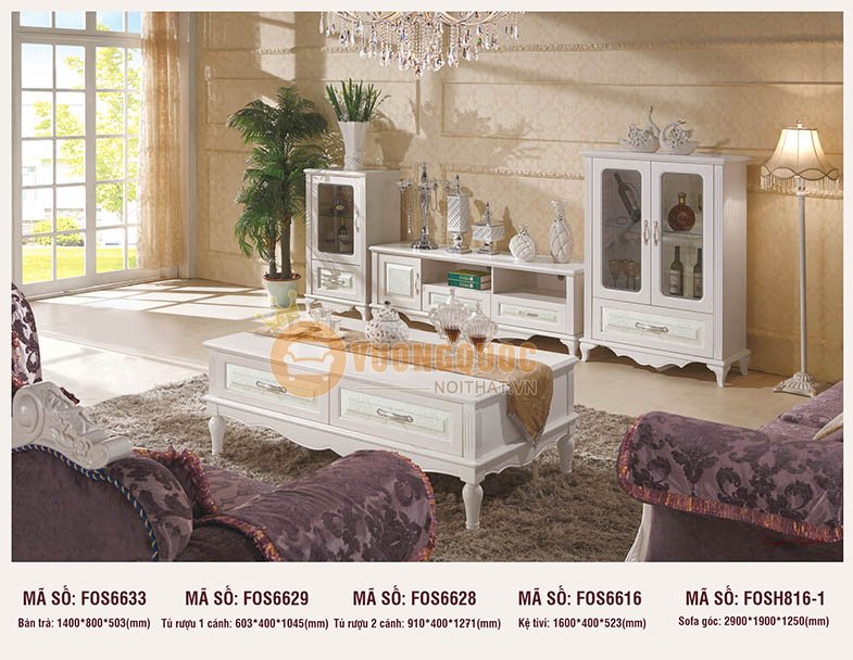 Bộ kệ tivi kết hợp với tủ rượu cao cấp FOS114