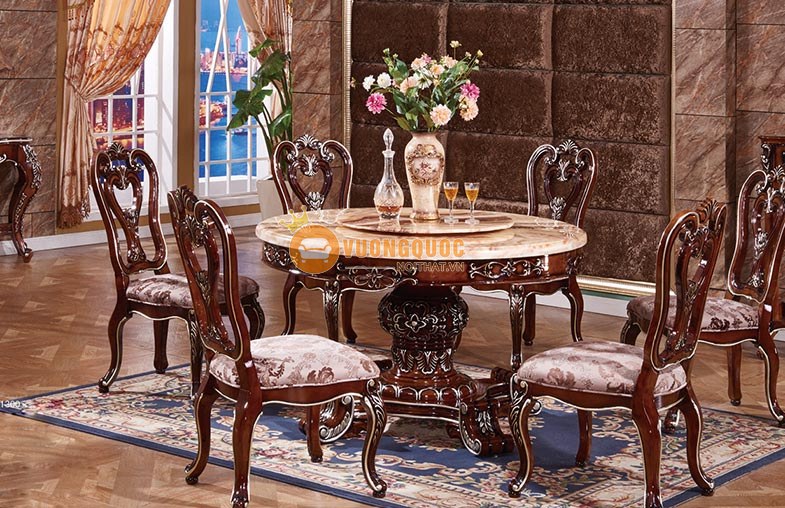 Bàn ăn tròn Gỗ sồi OAK tân cổ điển cao cấp Model RA809PA