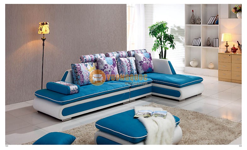 Bộ sofa phòng khách hiện đại gam màu xanh dương CSSAS309