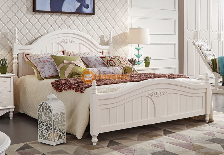 Giường ngủ sắc kem tinh tế JY868G