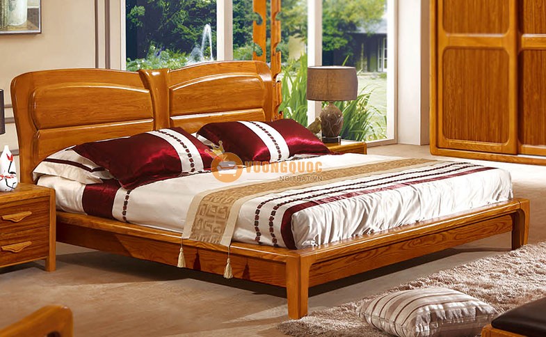 Giường ngủ gỗ tự nhiên kiểu dáng hiện đại CNS3A006