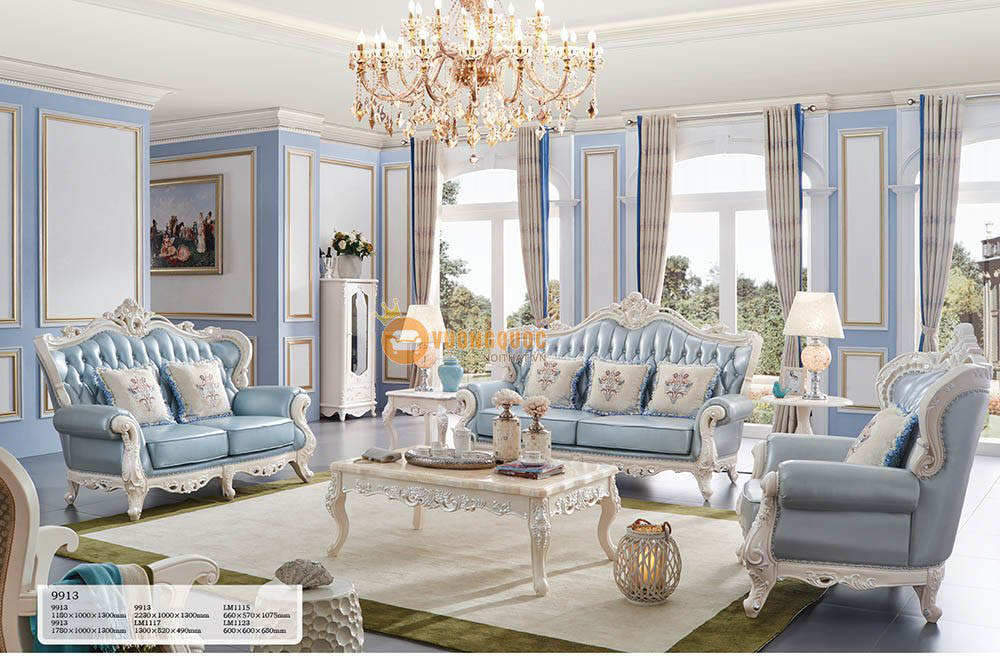 Bộ sofa phòng khách tân cổ điển thiết kế trang nhã JY9913