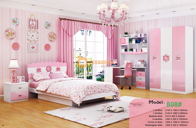 Phòng ngủ công chúa sắc hồng HHM808