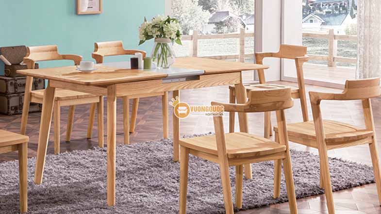 Bộ bàn ghế phòng ăn gỗ tự nhiên kiểu dáng đơn giản CGN5N102-4