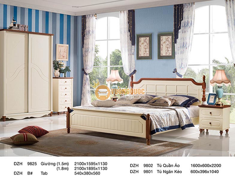 Bộ giường ngủ cao cấp phong cách hiện đại DZH9825G 