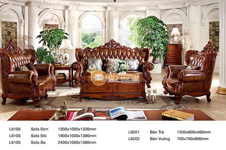 Bộ sofa phòng khách cổ điển cao cấp JHP L6105