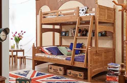 Giường tầng trẻ em bằng gỗ tự nhiên có độ bền cao