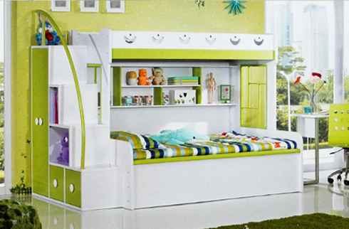Giường tầng trẻ em màu xanh BABY C55