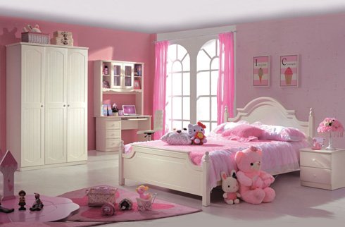 Thiết kế phòng ngủ màu hồng cực kì dễ thương cho bé gái