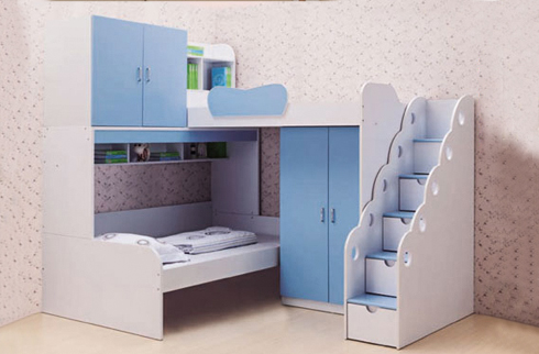 Giường tầng trẻ em màu xanh dương BABY D06A