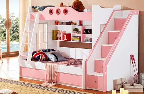 Giường tầng cho bé gái cao cấp màu hồng LSL0703