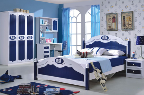 Phòng ngủ đồng bộ cho bé trai màu xanh đại dương BABY M823