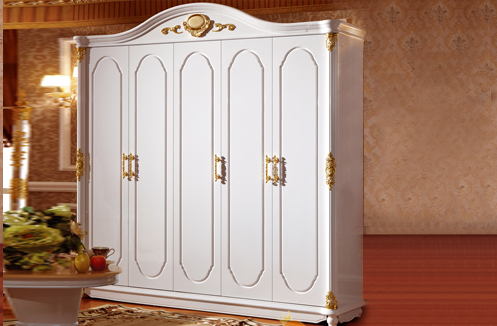 Tủ quần áo màu trắng cổ điển bằng gỗ chất lượng cao cấp