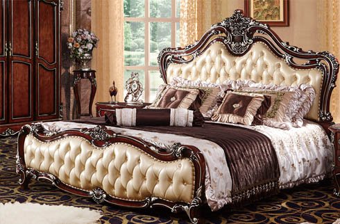 Bộ giường ngủ gỗ gam màu tím lãng mạn TSL G905