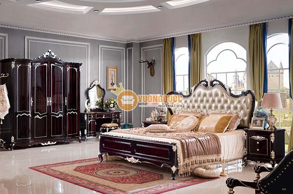 Combo nội thất phòng ngủ gỗ tự nhiên phong cách cổ điển