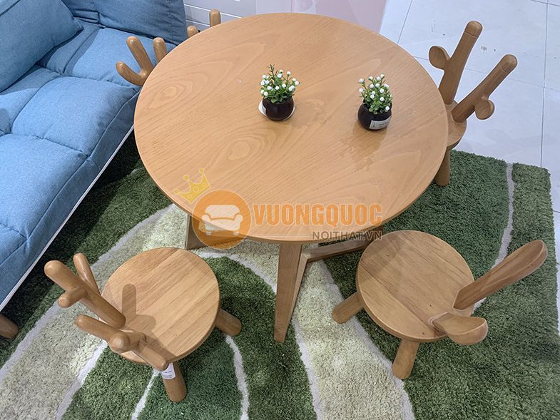 Bộ bàn ghế thỏ xinh xắn JVNA01 thực tế