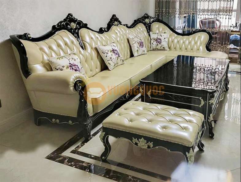 Bộ sofa phòng khách tân cổ điển nhập khẩu JVN6909AS thực tế