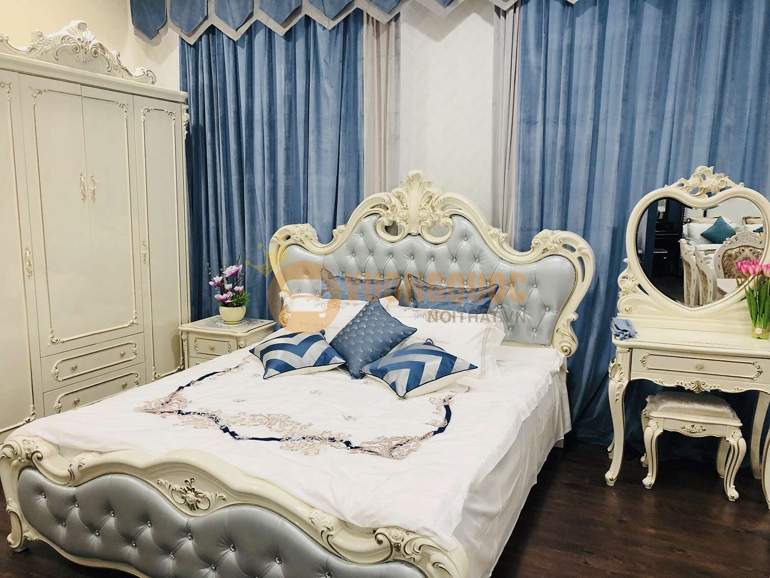 Giường ngủ tân cổ điển kiểu dáng quý tộc JVN618G thực tế