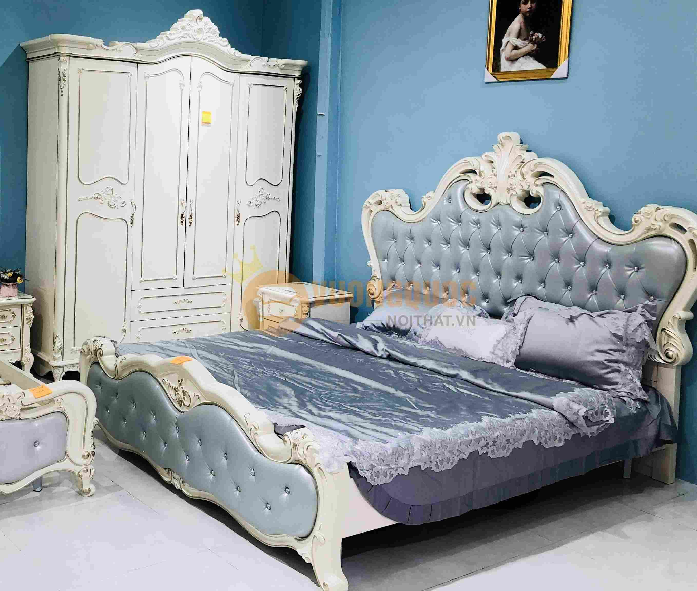 Giường ngủ tân cổ điển kiểu dáng quý tộc JVN618G thực tế