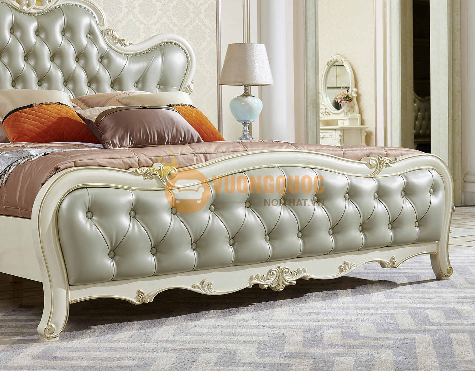 Giường ngủ tân cổ điển sang trọng cao cấp JVN8613AG đuổi giường thiết kế độc đáo