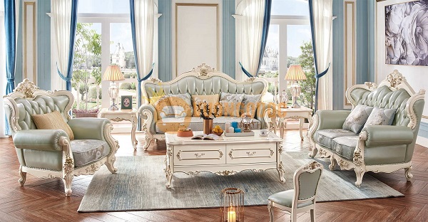 Trọn bộ nội thất phòng khách tân cổ điển gỗ tự nhiên