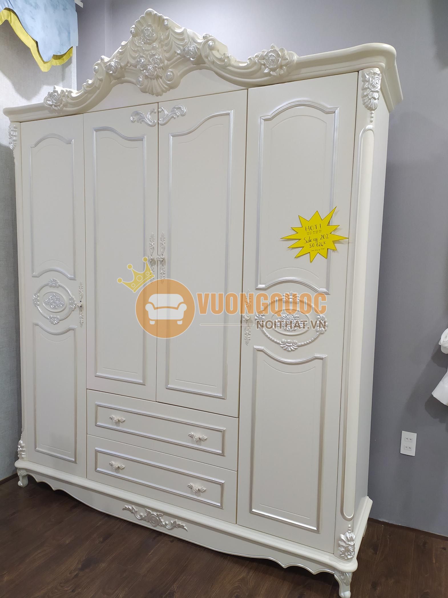 Bộ phòng ngủ tân cổ điển cao cấp JY920 tủ quần áo