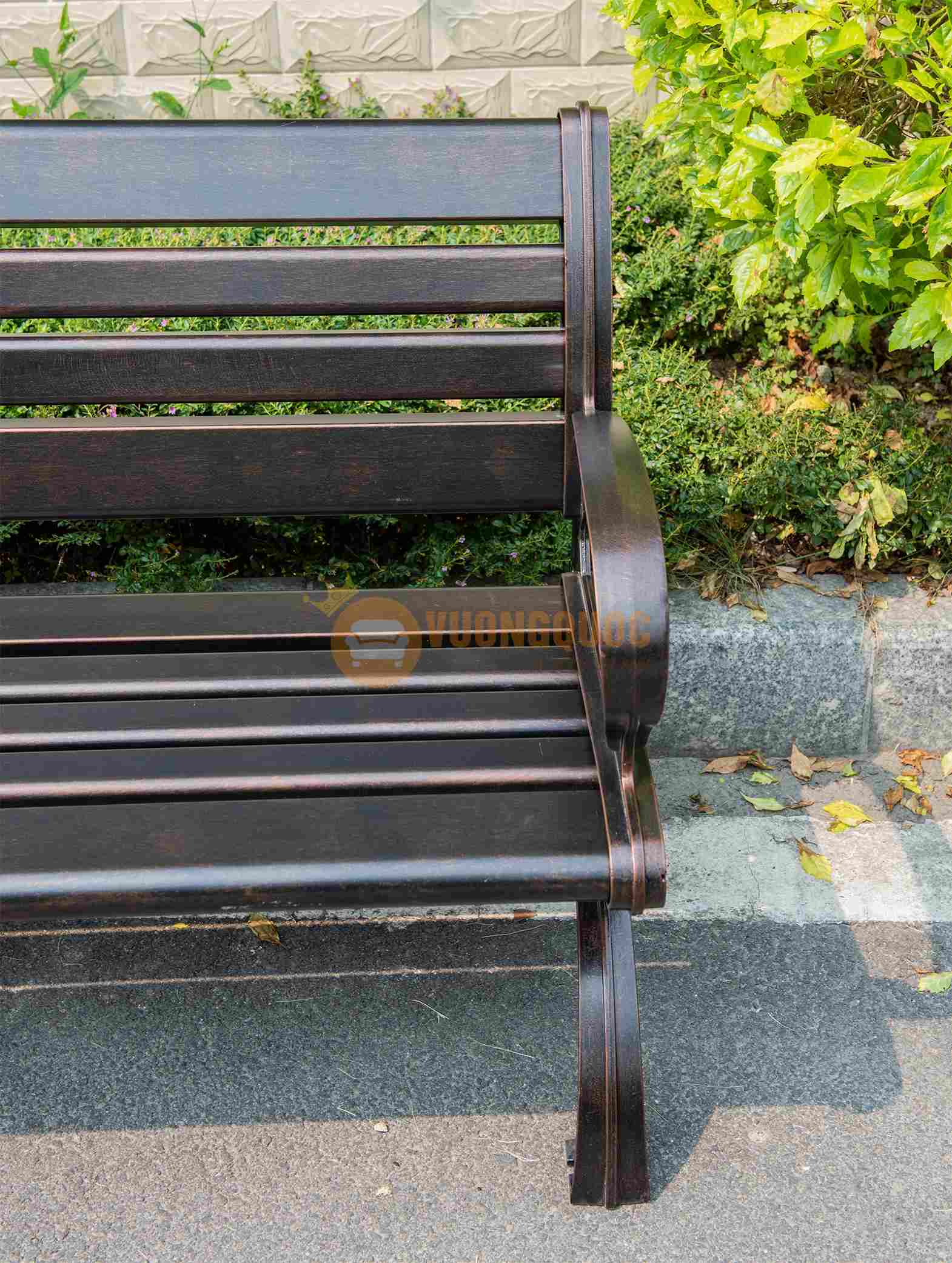Ghế dài sân vườn hợp kim đơn giản tinh tế ZXFS027 phần tựa lưng