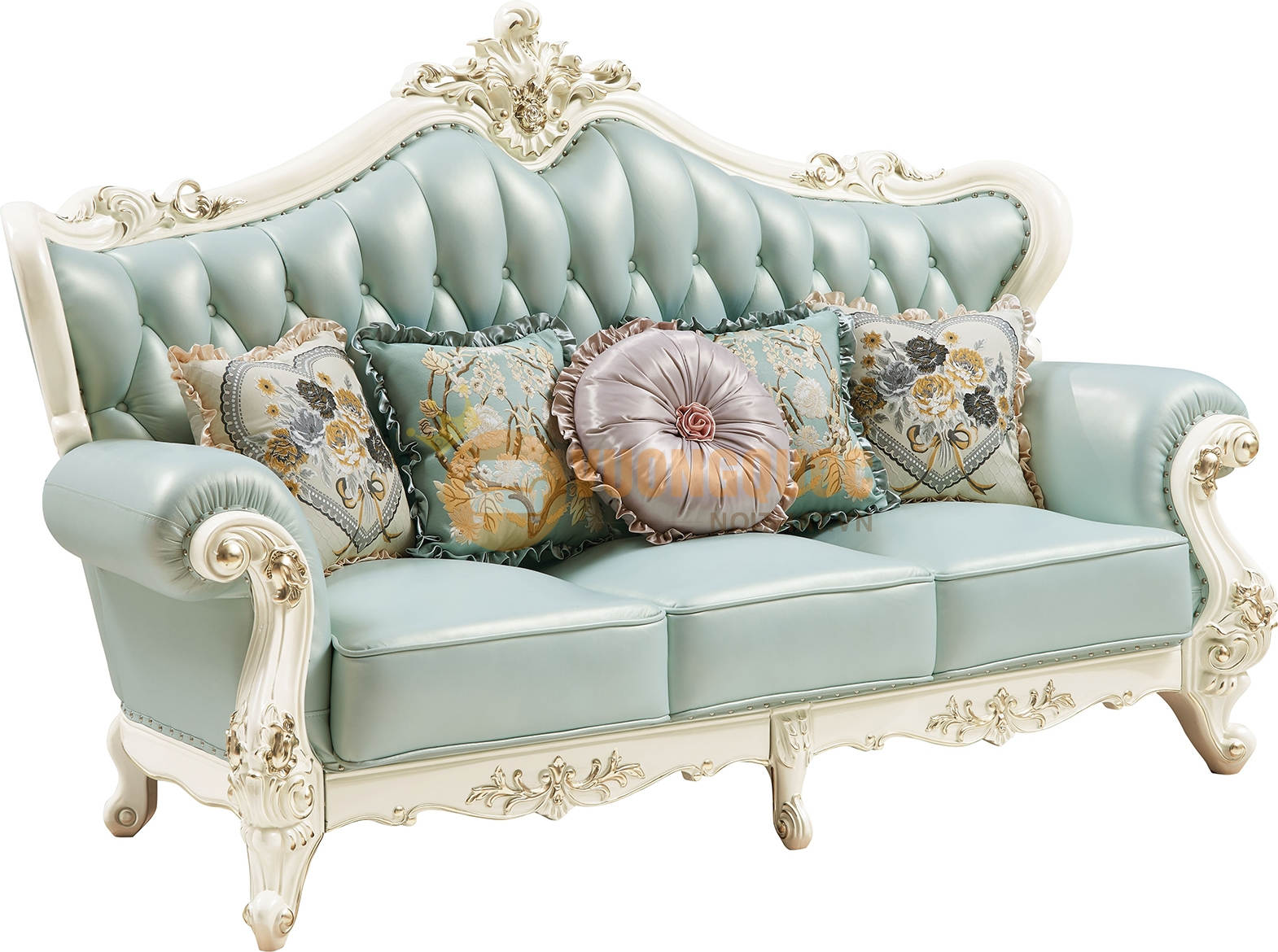 Bộ sofa phòng khách tân cổ điển màu xanh ngọc FLDA15 sofa ba