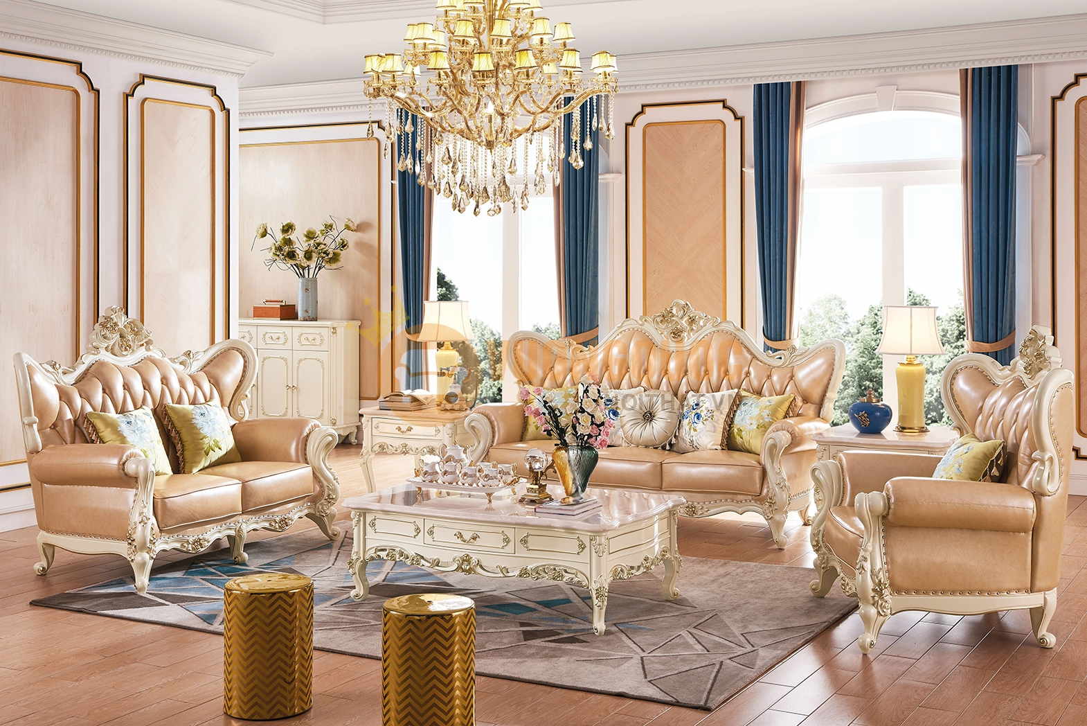 Bộ sofa phòng khách cổ điển màu sắc trang nhã FDLA16S