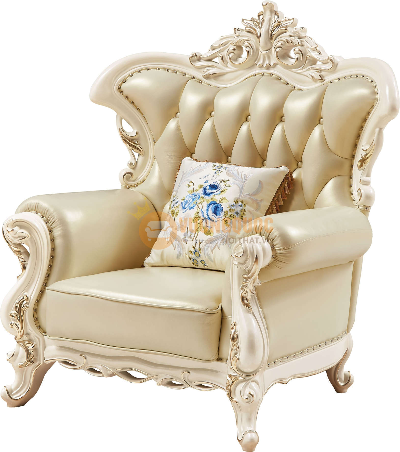 Bộ sofa phòng khách tân cổ điển nhập khẩu FDLA09S ghế đơn