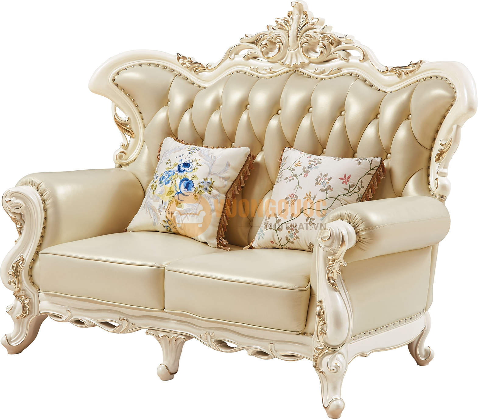 Bộ sofa phòng khách tân cổ điển nhập khẩu FDLA09S ghế đôi