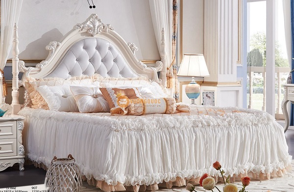 mẫu giường cưới màu trắng tân cổ điển đẹp