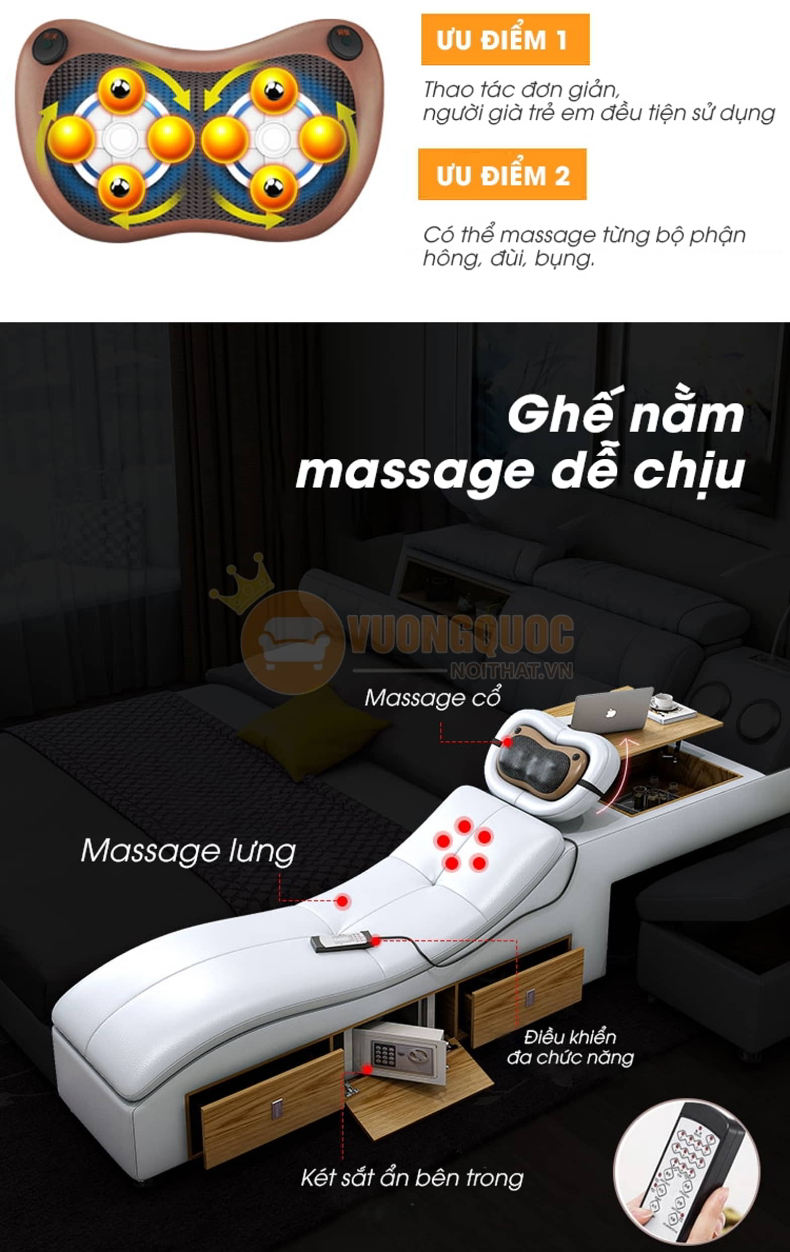 Giường ngủ đa năng nhập khẩu hiện đại YFCP30 có ghế massage