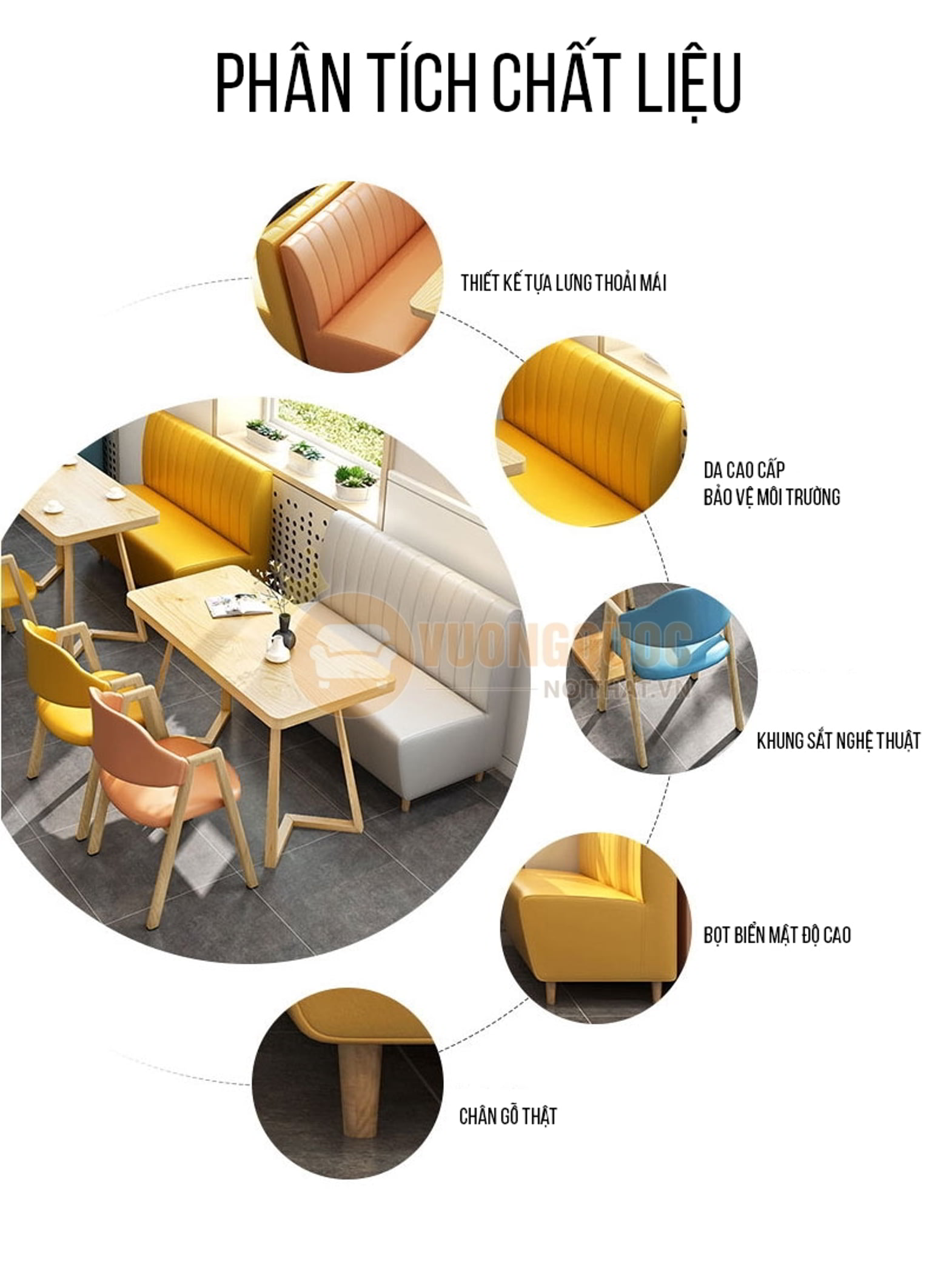 Bộ bàn ghế cafe kiểu dáng độc lạ cao cấp HOY8003 chất liệu sofa