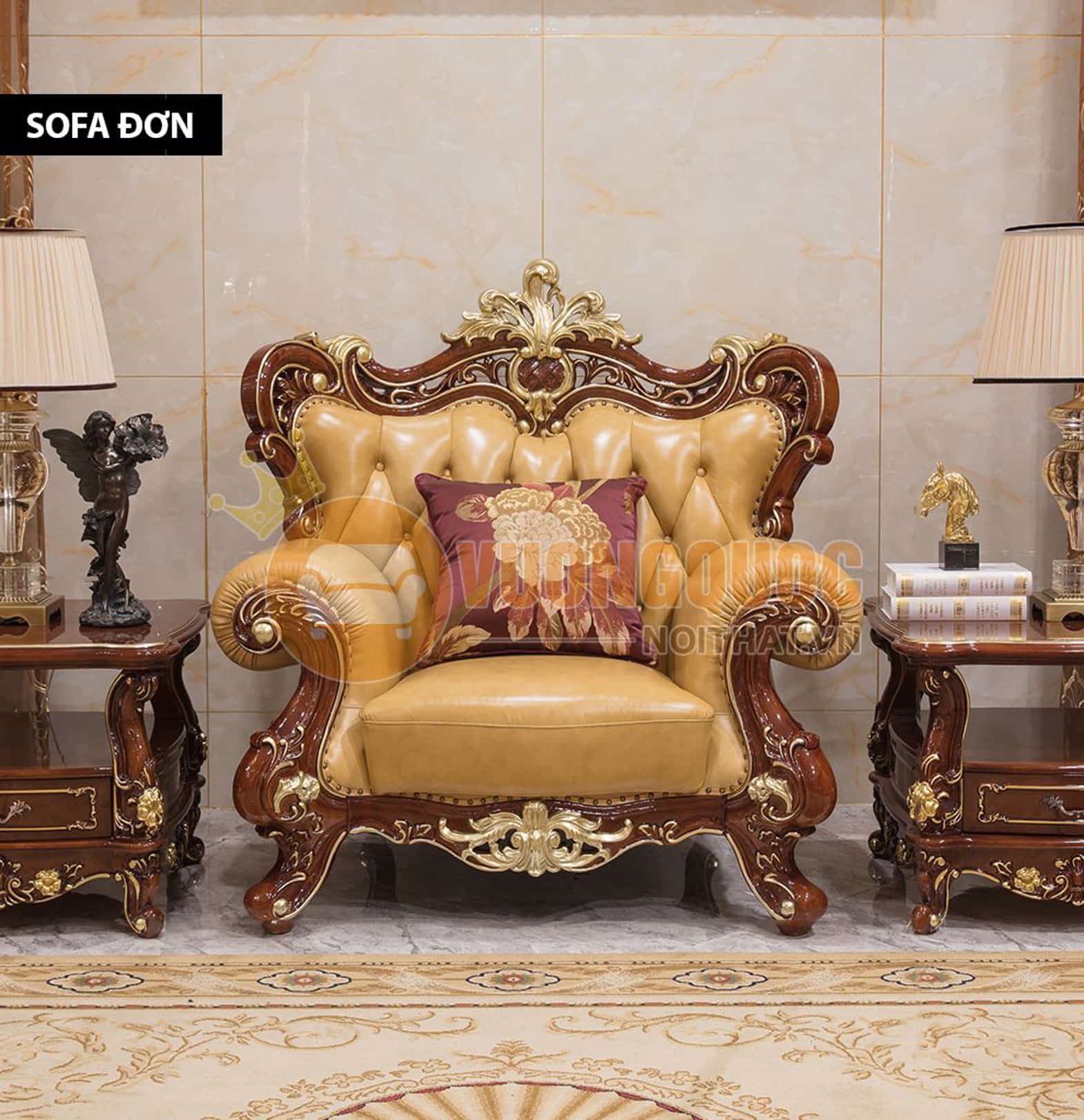 Bộ sofa phòng khách tân cổ điển quý phái GD952S sofa đơn