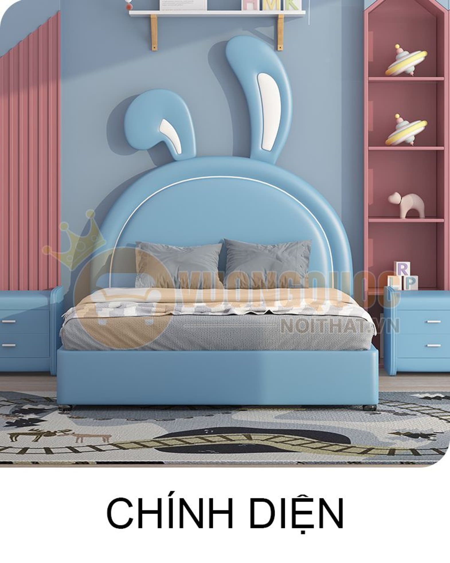 Giường ngủ cho bé gái đầu giường tai thỏ xinh xắn FDCA01
