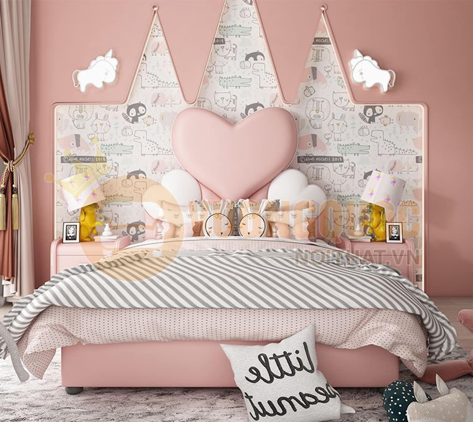 Giường ngủ công chúa thiết kế hình trái tim FDCB83