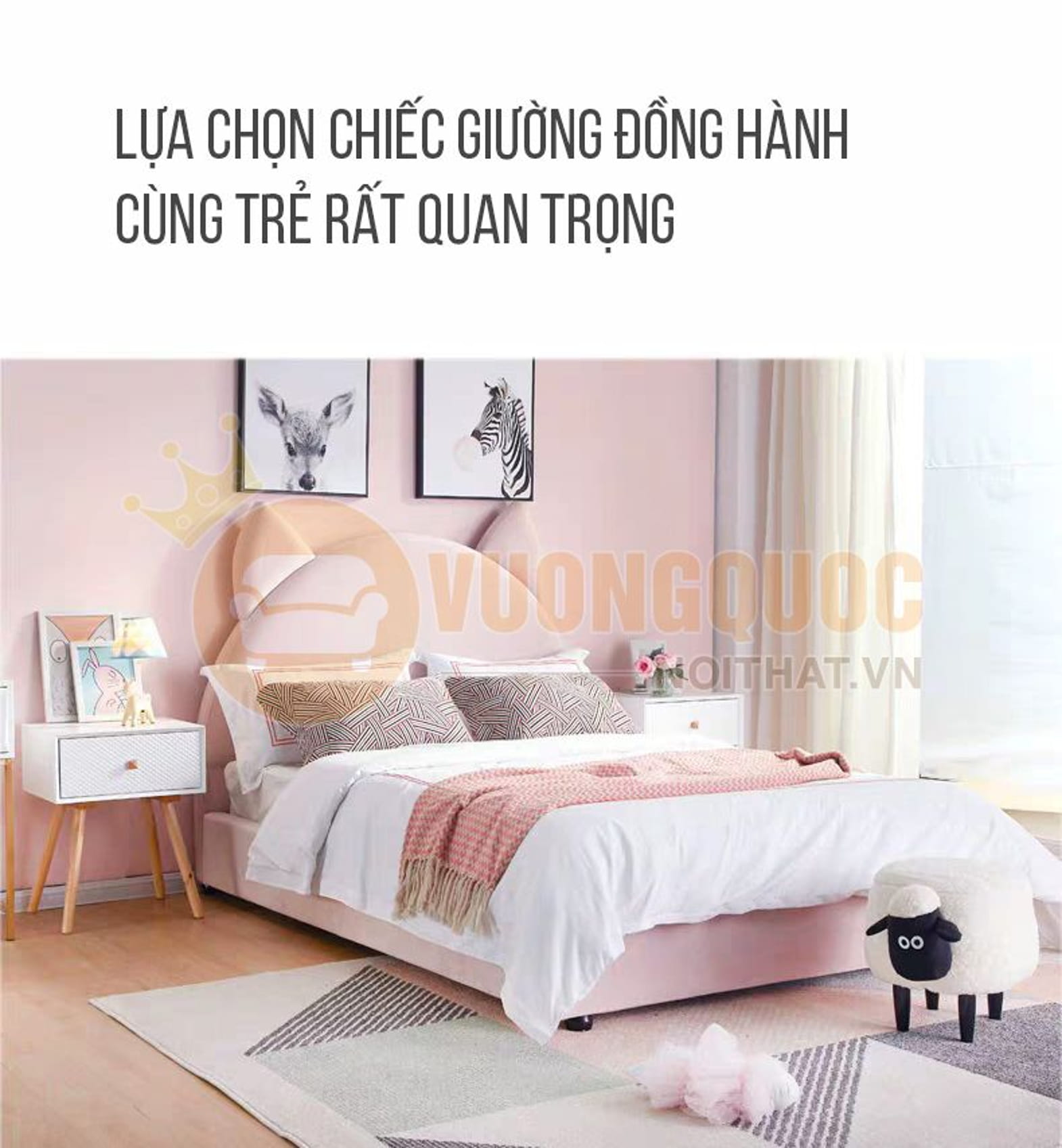 Giường ngủ bé gái hình tai mèo dễ thương FDCD08