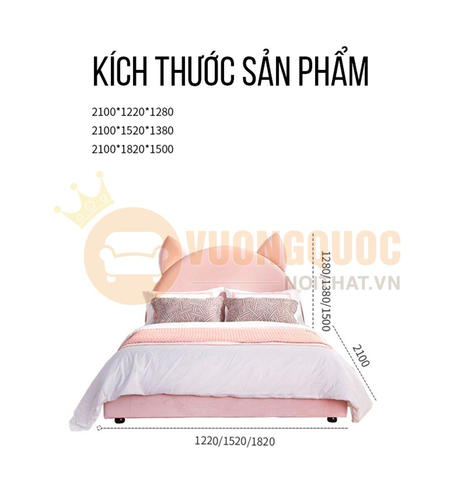 Giường ngủ bé gái hình tai mèo dễ thương FDCD08 kích thước