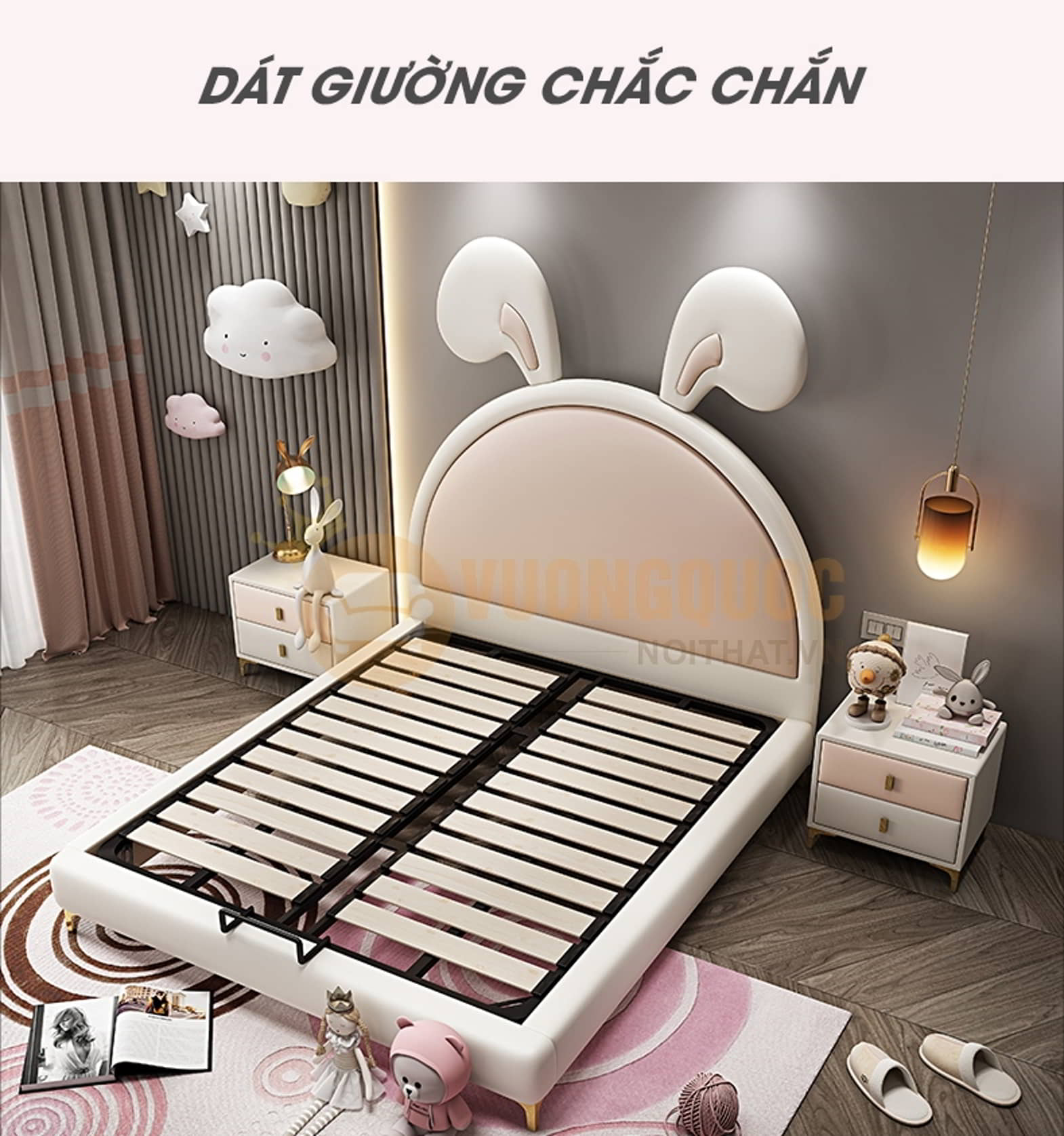 Giường ngủ cho bé cao cấp hiện đại FDCA03 phần dát giường