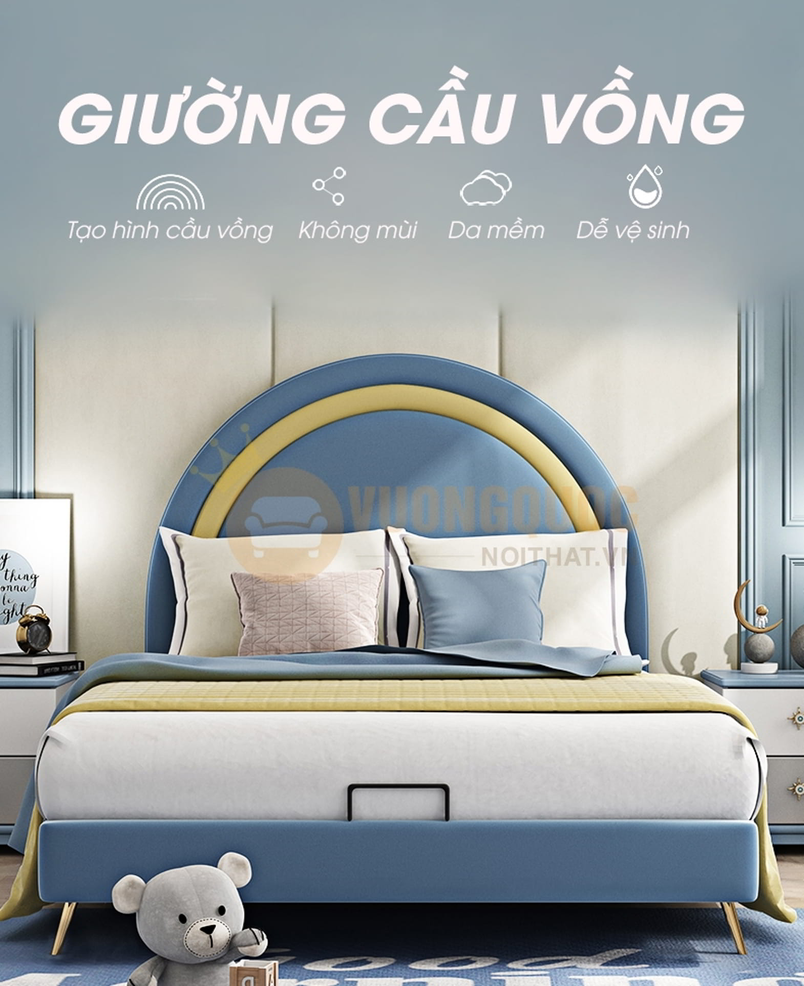 Giường ngủ cho bé hình cầu vồng tỏa sáng FDCB97