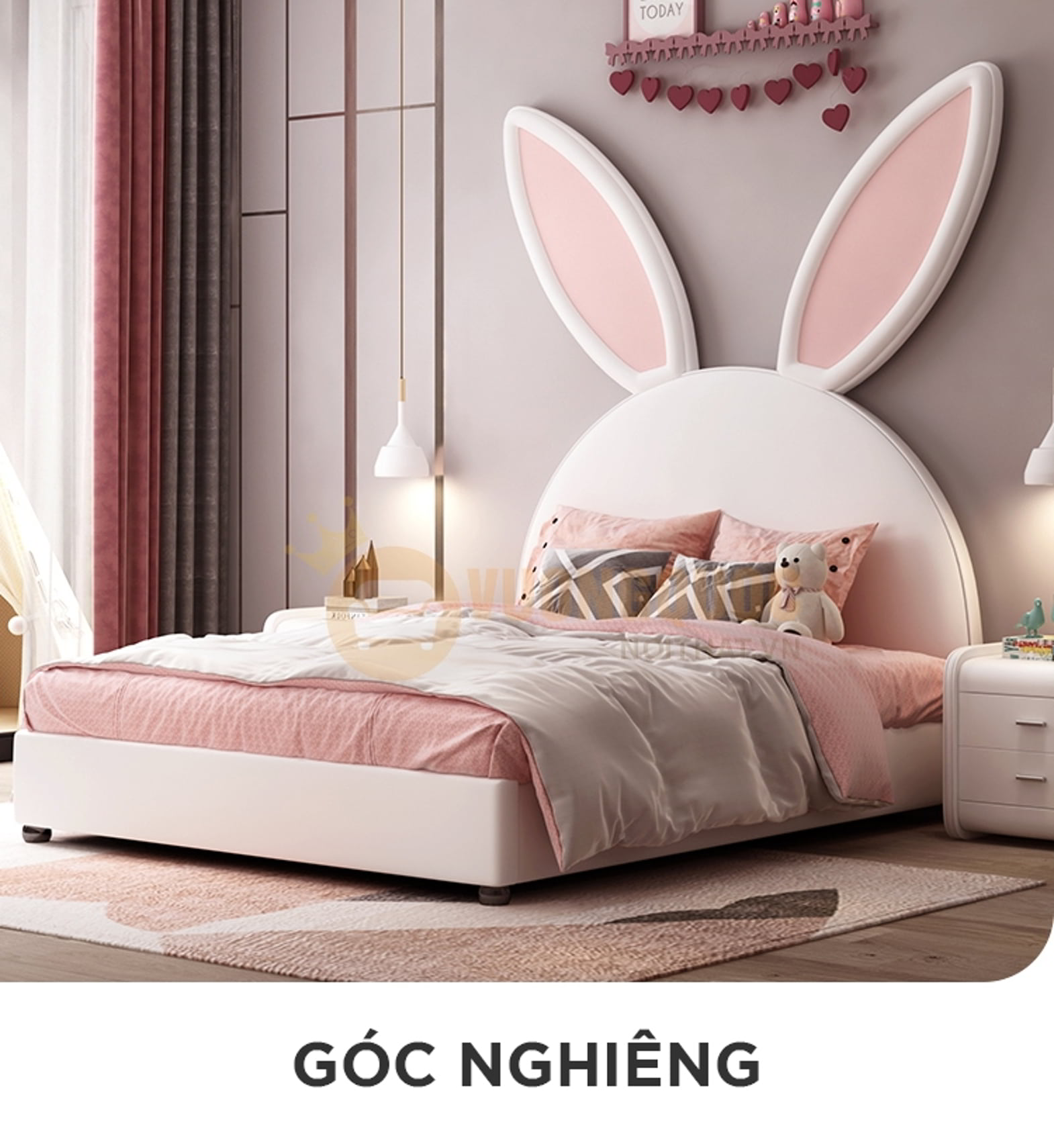 Giường ngủ cho bé gái hình tai thỏ đáng yêu FDCB67