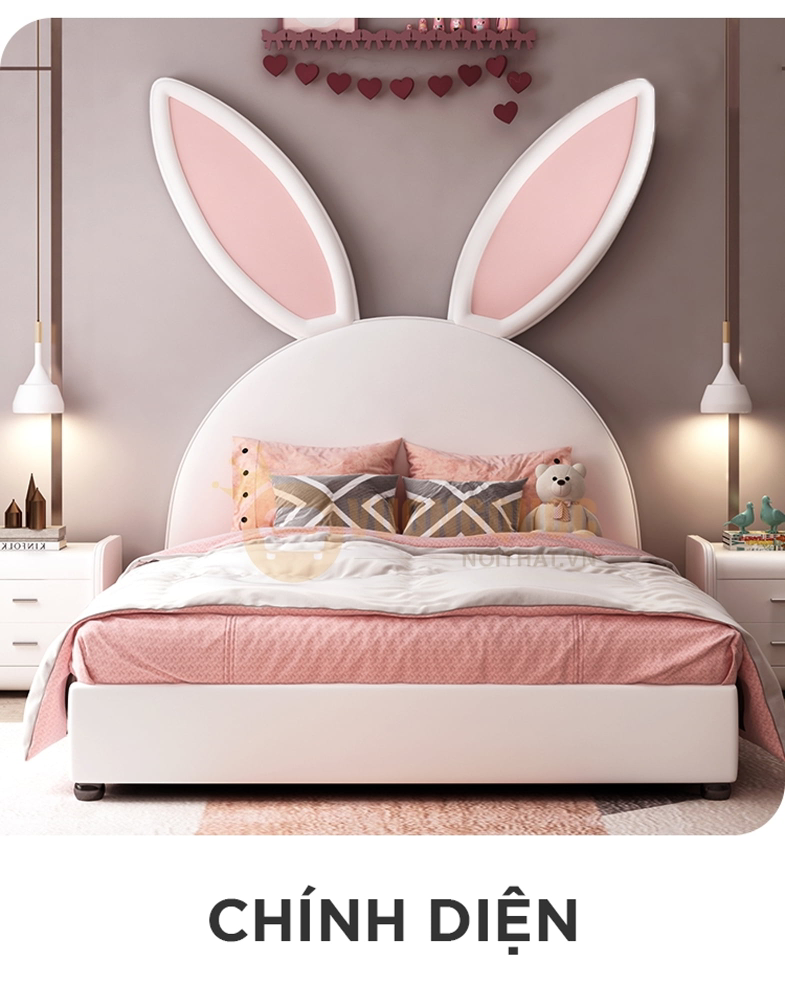 Giường ngủ cho bé gái hình tai thỏ đáng yêu FDCB67