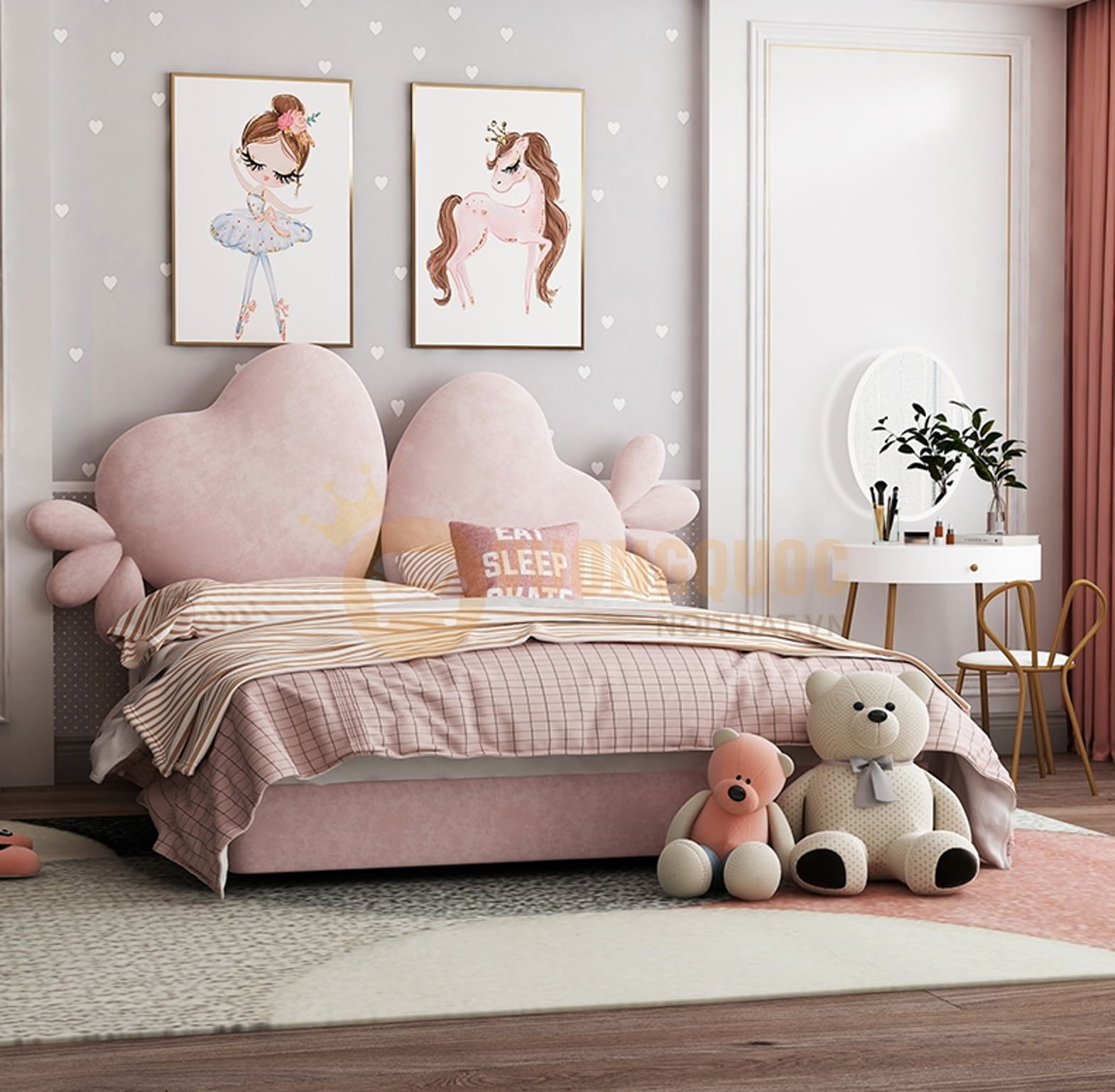 Giường ngủ công chúa hình trái tim đôi ngọt ngào FDCD11