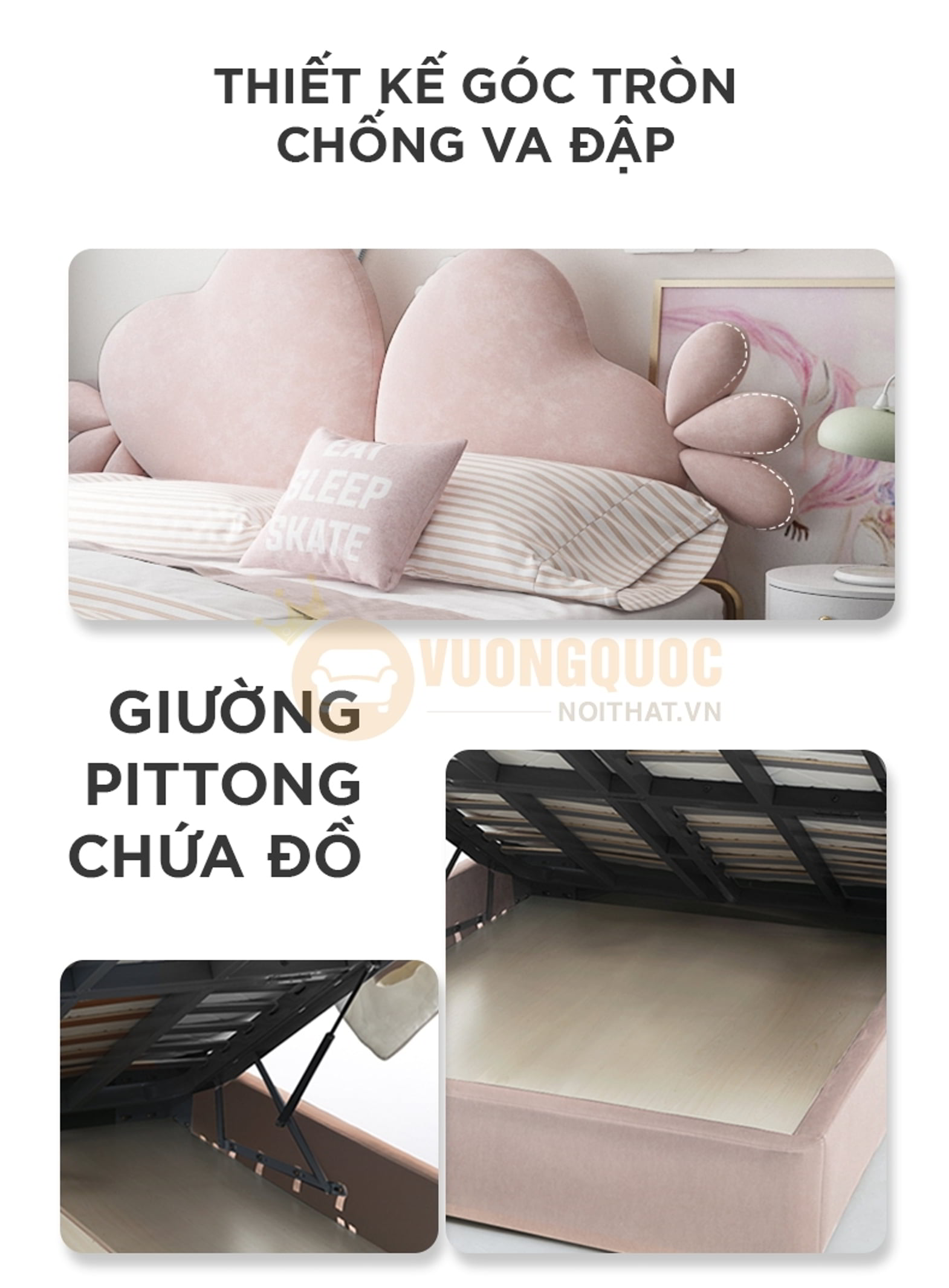 Giường ngủ công chúa hình trái tim đôi ngọt ngào FDCD11 giường pittong