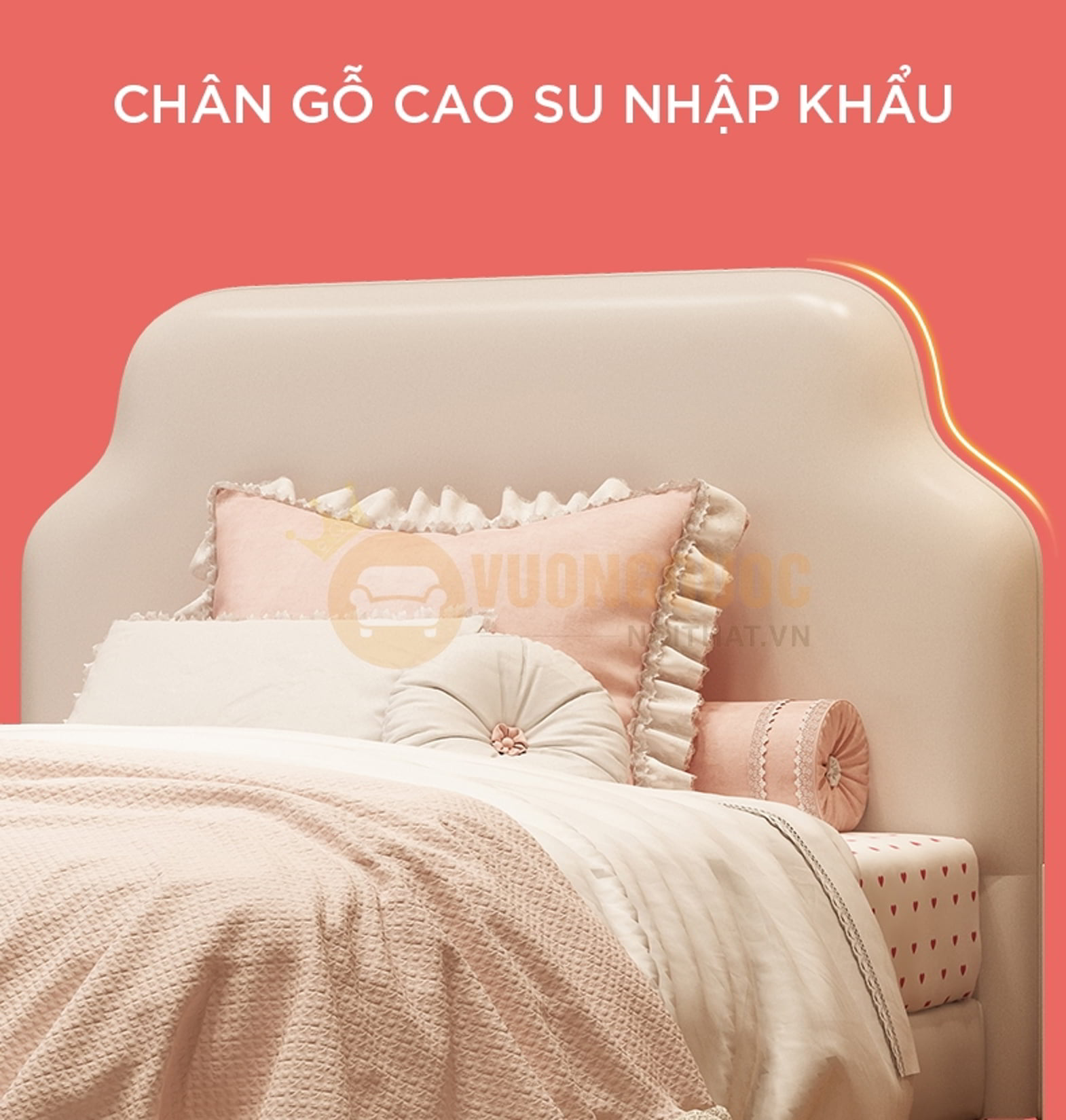 Giường ngủ công chúa thiết kế đơn giản hiện đại FDCD03 phần đầu giường