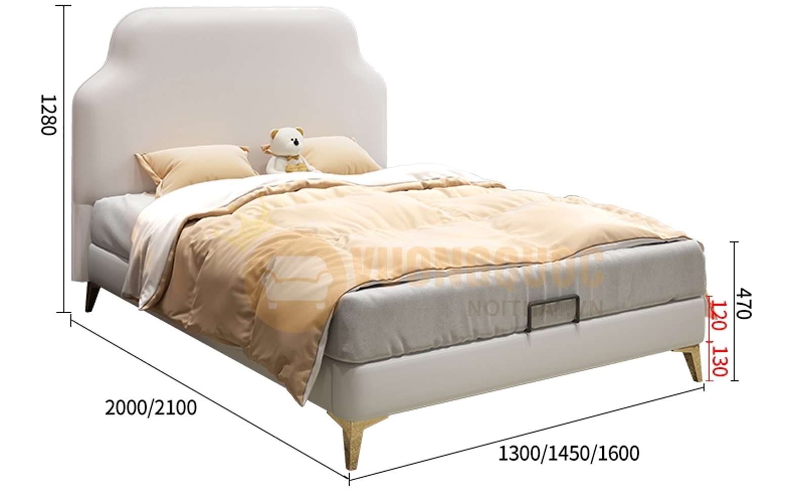 Giường ngủ công chúa thiết kế đơn giản hiện đại FDCD03  kích thước sản phẩm