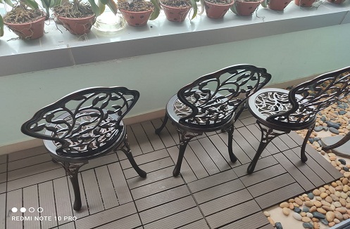 Hoàn thiện bộ bàn ghế cafe sân vườn tại nhà chị Hồng